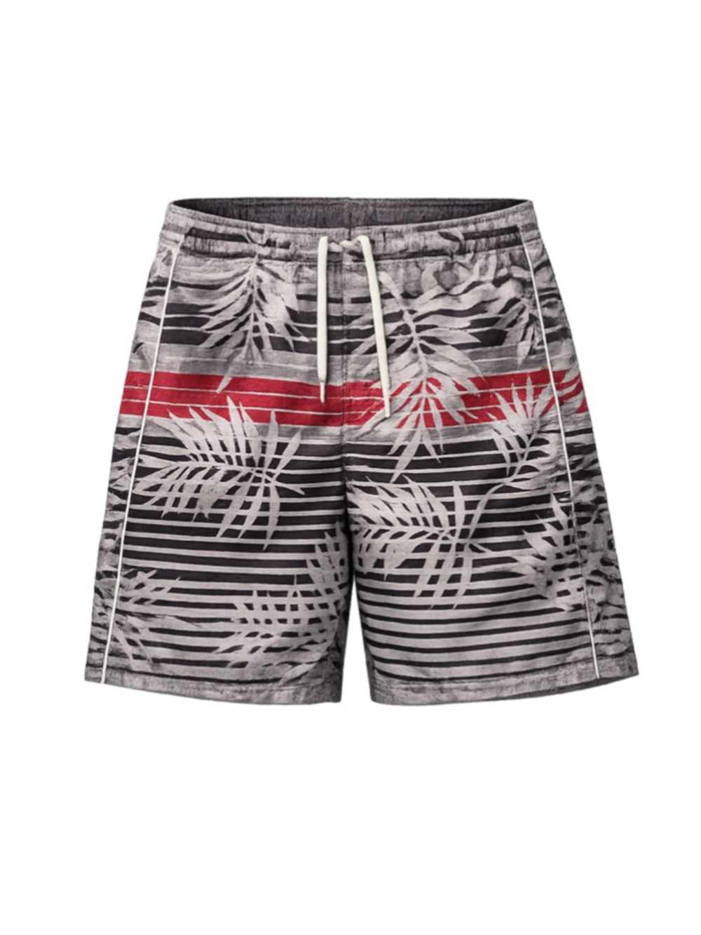 Men's Sonoma Gray Red Striped Leaf Print Swim Trunks XXL
244
